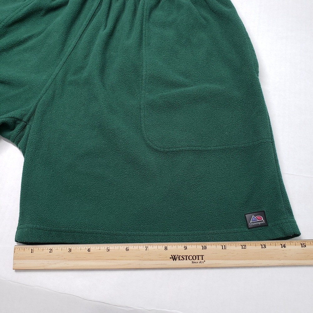 Vintage Outersport Fleece Shorts Womens XL Green Sweatshorts High Waisted Cozy - Picture 9 of 16